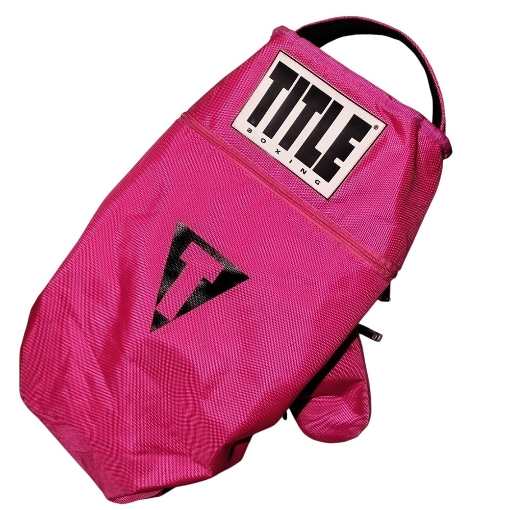 Title Boxing Pink Black Backpack With Logo Patch Zipper Pulls